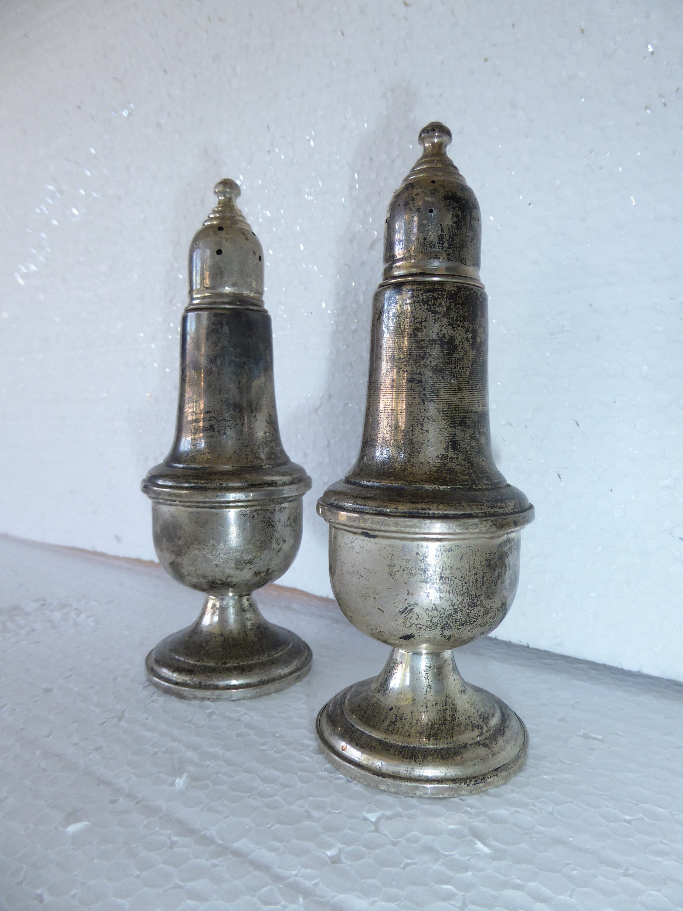 fine old Empire sterling silver salt shaker pepper mill grinder