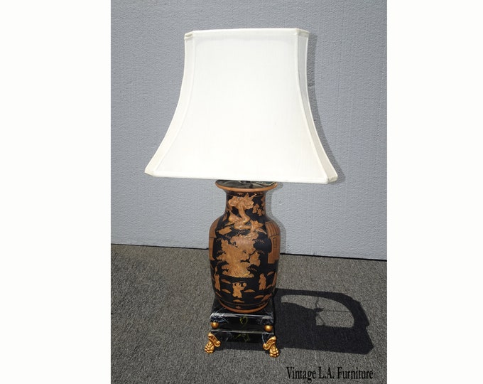 Designer Frederick Cooper Oriental Asian Chinese Black Table Lamp Light