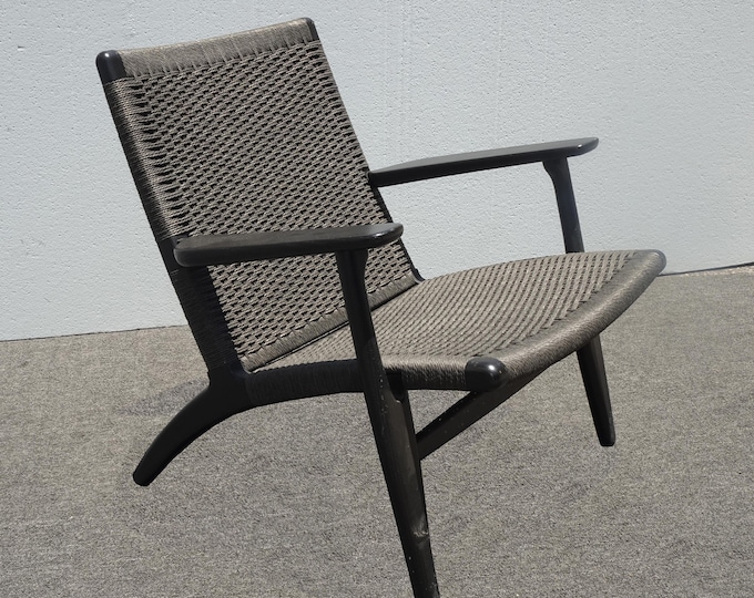Black Gray Woven Lounge Chair by Carl Hansen & Son CH25 Modern