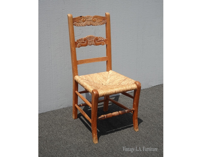 Vintage French Country Rush Brown Side Chair