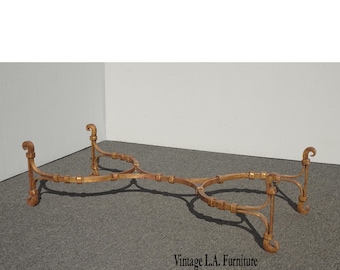 Vintage Spanish Style Gold Wrought Iron Coffee Table No Glass Made in Mexico