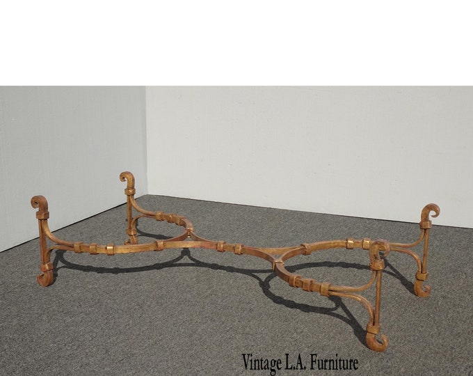 Vintage Spanish Style Gold Wrought Iron Coffee Table No Glass Made in Mexico