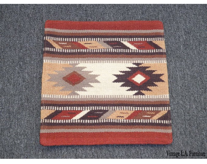Southwestern Style Brown & Tan Geometric Pattern Wool Pillow Case