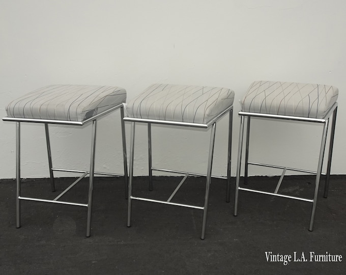 Set Three Global Furniture Group Chrome Counter Stools Barstools