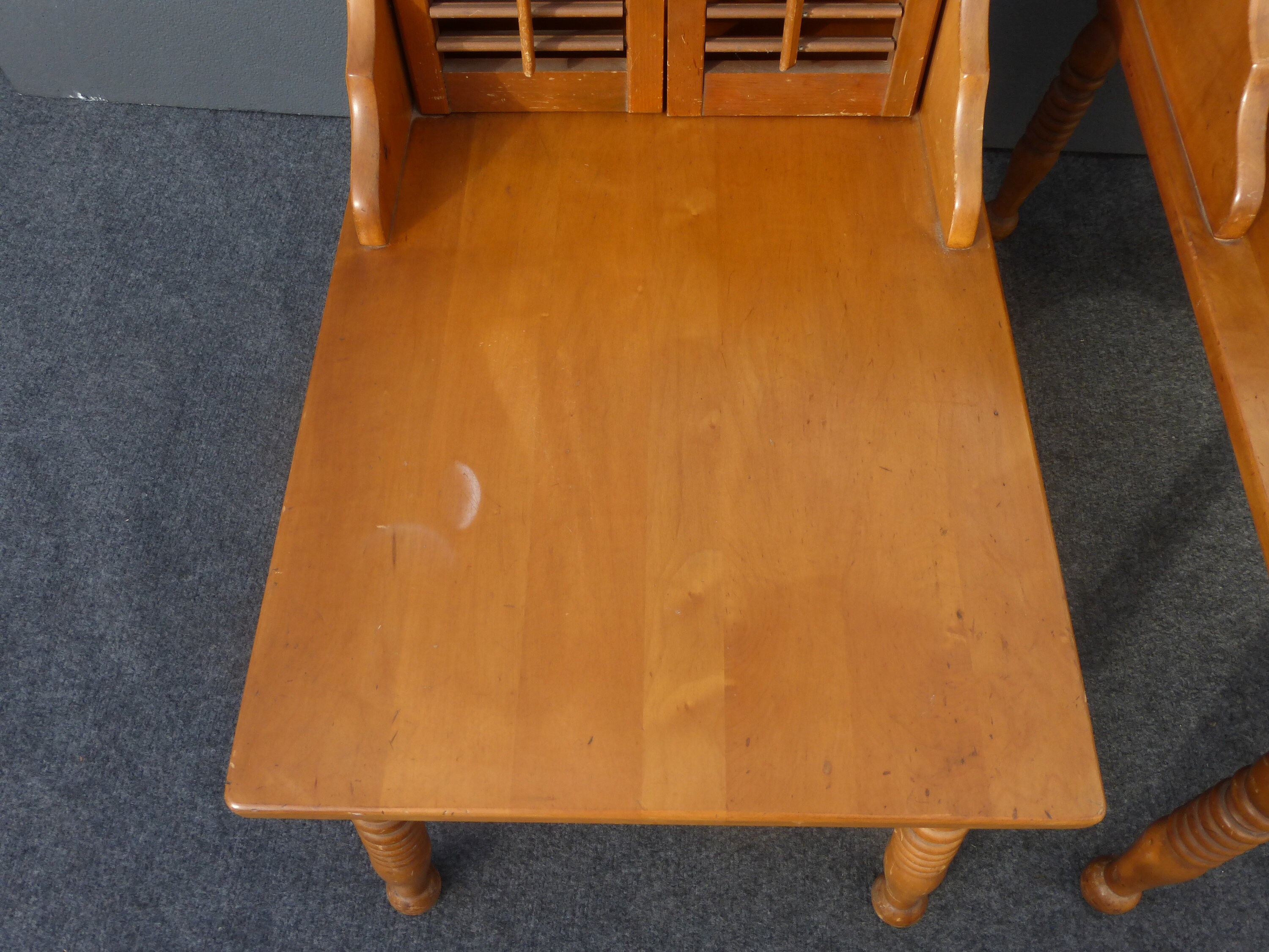 Pair Vintage French Country Cottage Style Solid Maple End Tables w