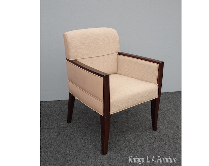 Vintage Baker Mid Century Peach Accent Chair wrapped in Leather
