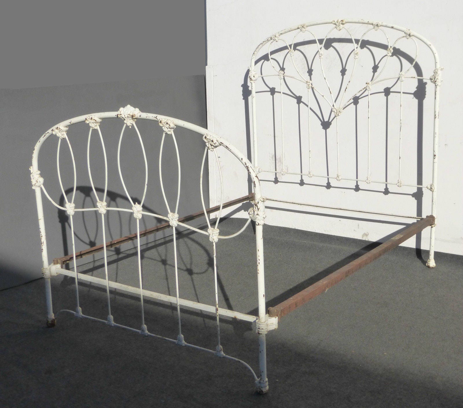 Antique Iron Bed French Country Cottage White Full Headboard Antique Iron Bed French Country Cottage White Full Headboard Farmhouse Chic