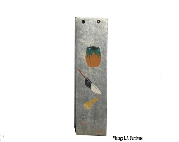 24" Tall Vintage Oriental Asian Silver Gilt Wall Picture and Signed