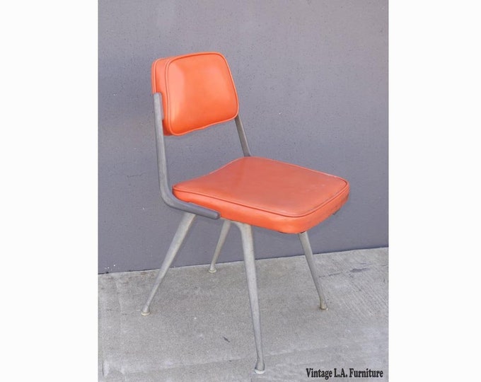 Vintage Mid Century Retro Orange Accent Computer Chair Made In USA by Dodds