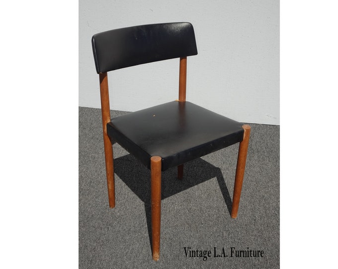 Vintage Mid Century Danish Modern Black Side Chair Made in Denmark 1960's