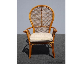 Vintage Mid Century Boho Chic Brown Bamboo Rattan Chair Ficks Reed Style