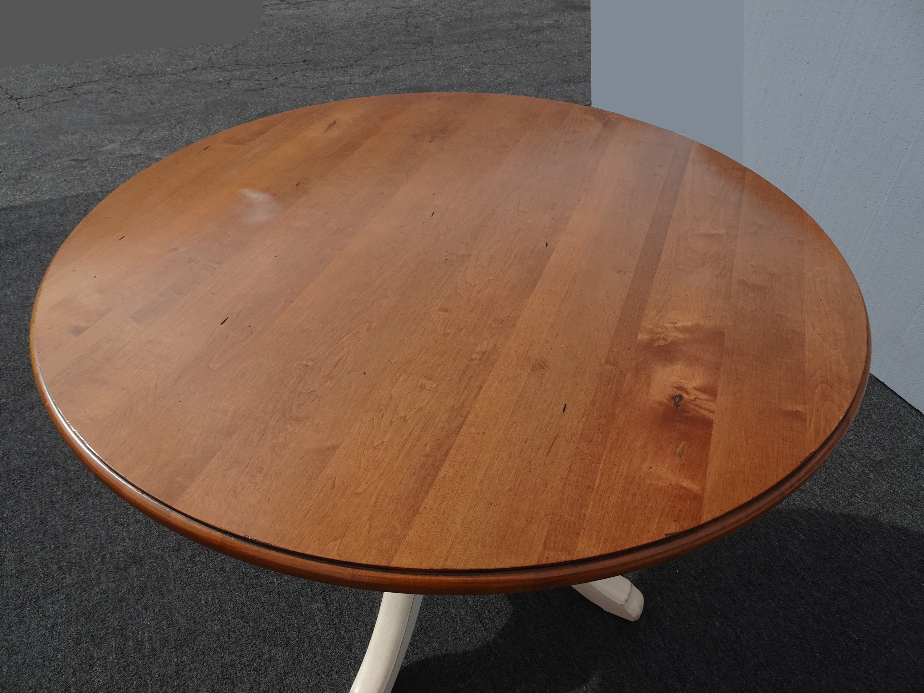 Vintage Ethan Allen French Country Brown Maple Dining Table White