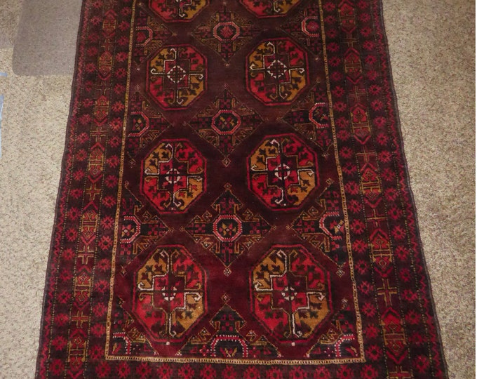 Vintage Persian Floral Red & Yellow Wool Rectangle Runner Rug