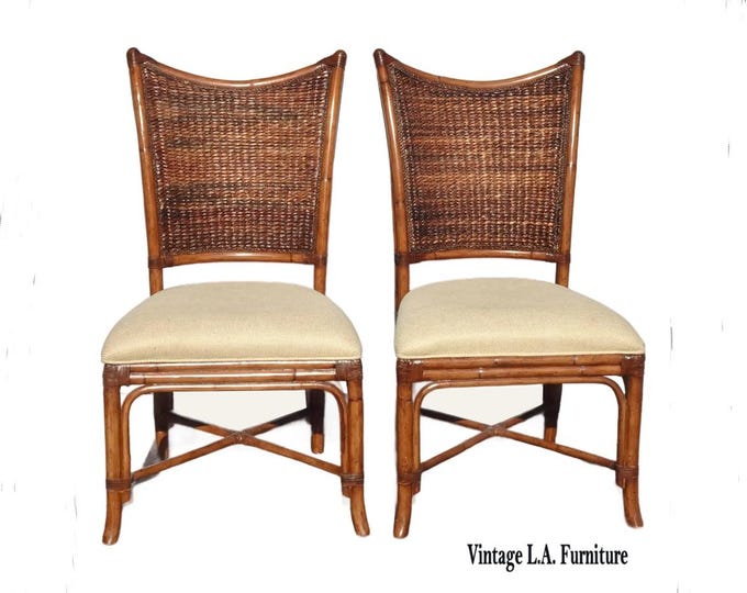 Pair of Lexington Tommy Bahama Bamboo Rattan Side Chairs