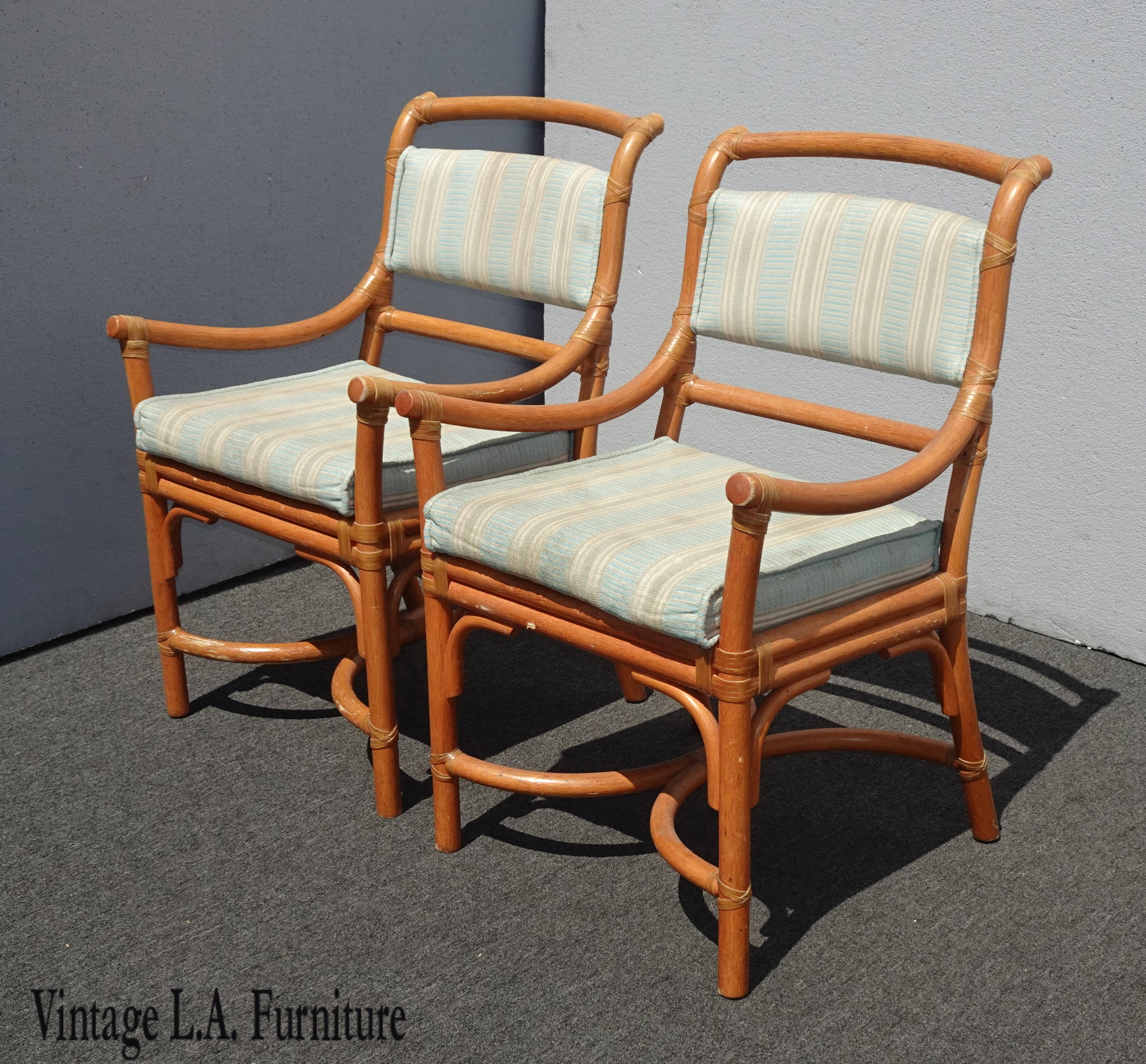 Vintage Mid Century Gervasoni Rattan Accent Chairs With Leather