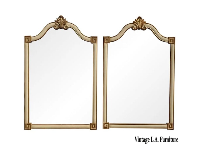 54"x32"Pair Vintage French Provincial Country Off White & Gold Wall Mantle Mirrors