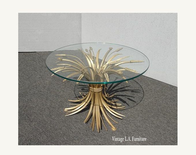 Vintage Italian Gold Wheat Sheaf Side Table