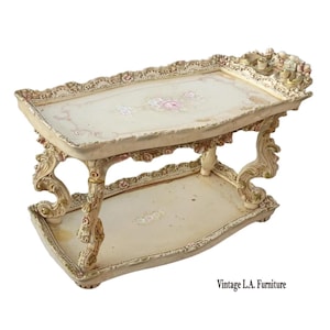 Vintage Italian Rococo Two Tier Coffee Table on Castors Asis