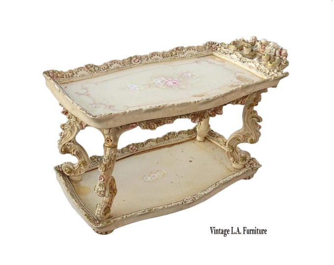 Vintage Italian Rococo Two Tier Coffee Table on Castors Asis