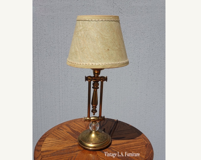 Vintage French Country Brass Swivel Gold Table Lamp