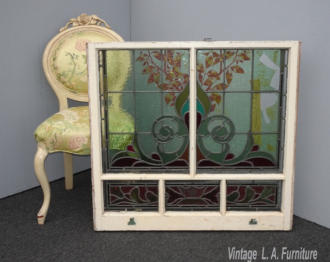 Antique French Country Stained Glass Window Panel ~ As Is