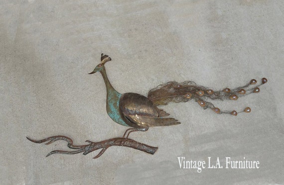 Large Wall Mantle Peacock Plaque 31h 
