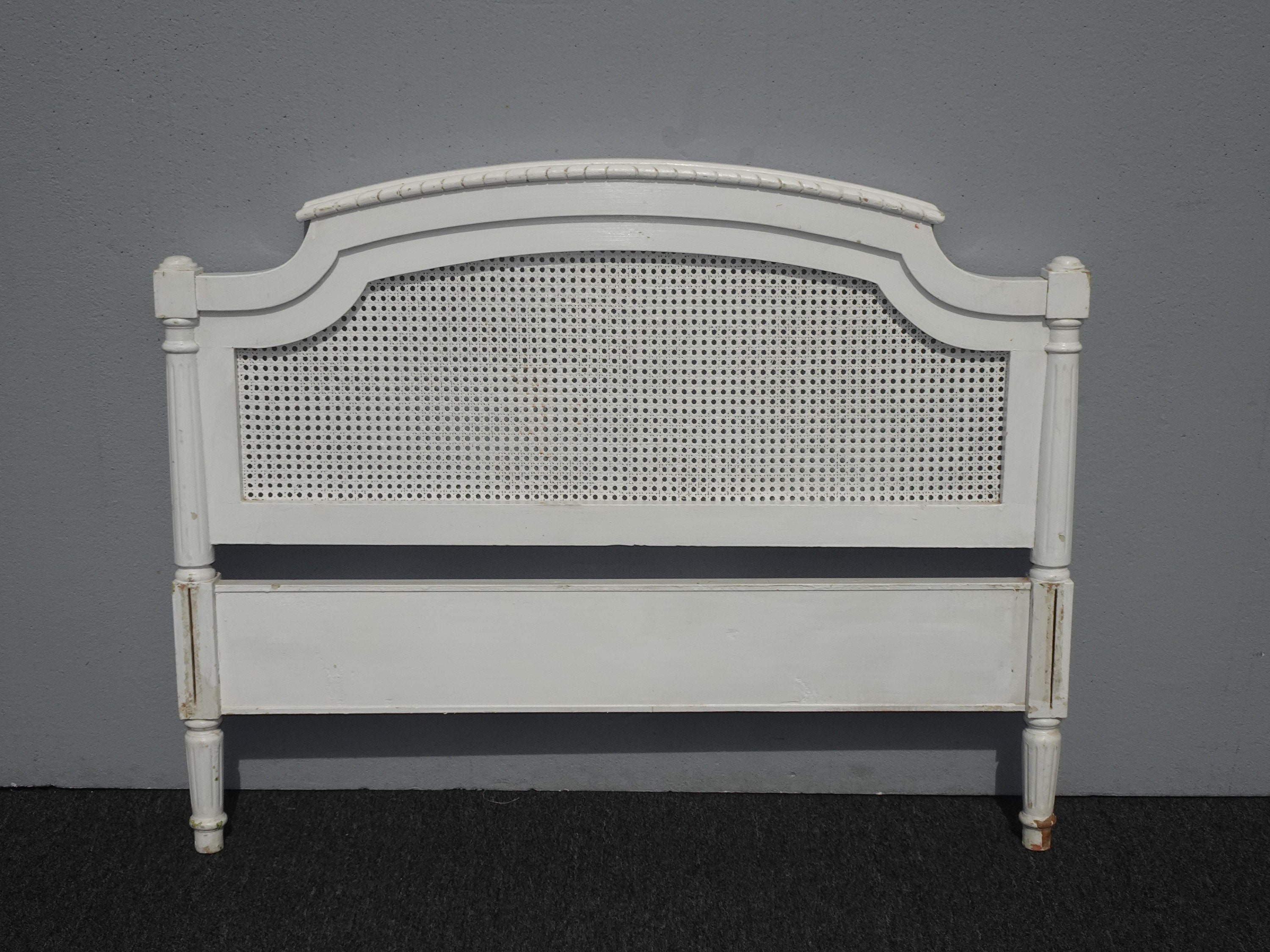 Vintage French Country White Shabby Chic Bed Frame XL Twin Headboard