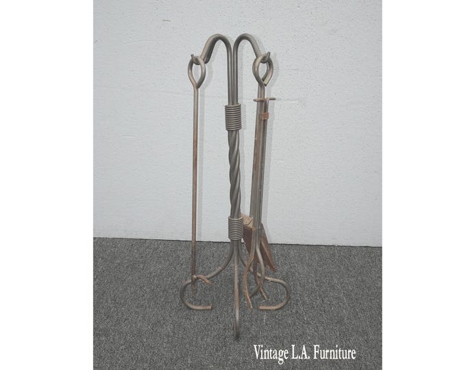 Vintage Rustic Spanish Style Fireplace Tools w 3 Tools