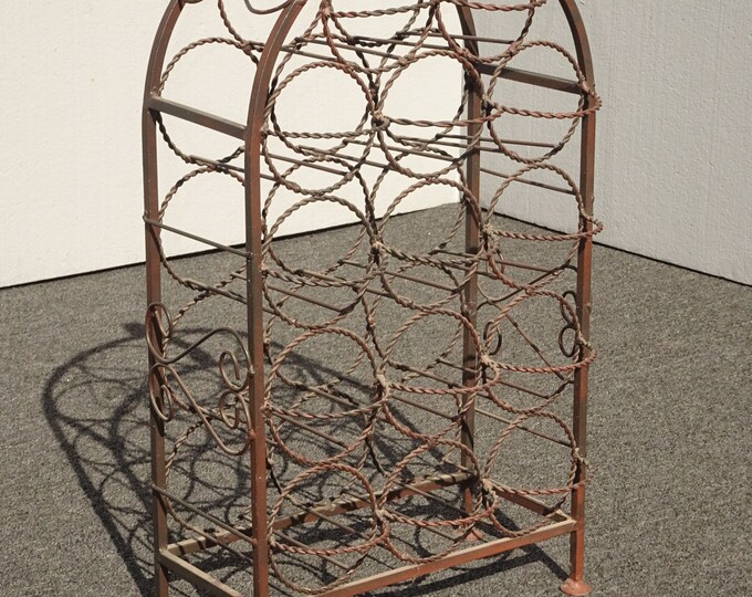 Vintage Spanish Style Brown Metal 14 Bottle Holder Wine Rack #1Big