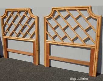 Pair of French Tiki Palm Beach Style Twin Headboards