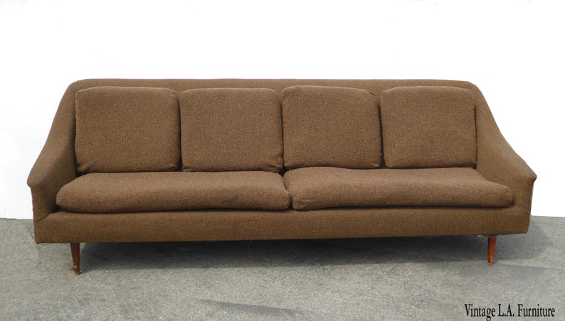 Vintage Mid Century Modern Brown Sofa and Chair Folke Ohlsson for DUX Style