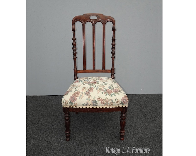 Vintage French Country White & Brown Accent Chair ~ Unique