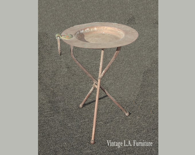 Vintage French Country Gold Solid Brass Ash Tray Stand ~ Key Table