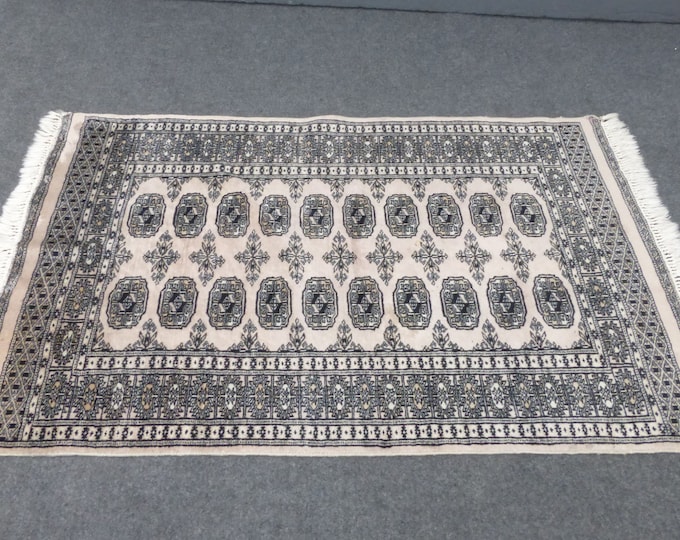 Vintage Bokara Rug 37" X 61" Area Rug