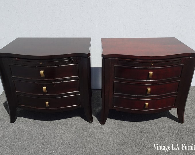 Pair of Vintage 28"H Modern Nightstands by Brownstone Fine Furniture