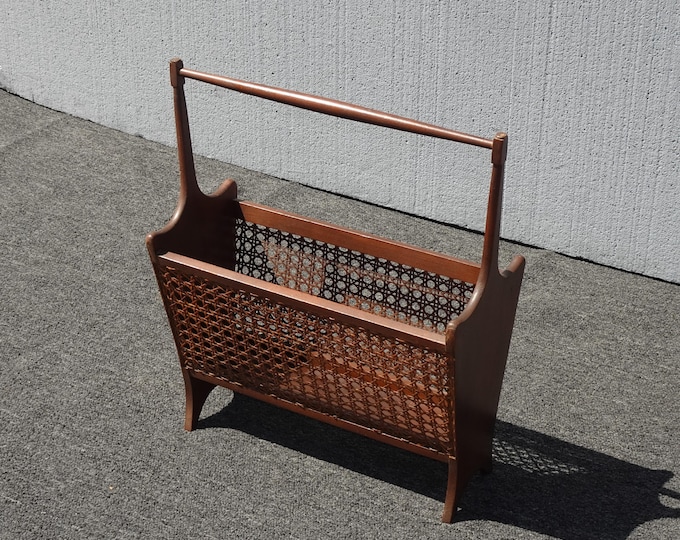 Vintage Mid Century Modern Cane Magazine Rack