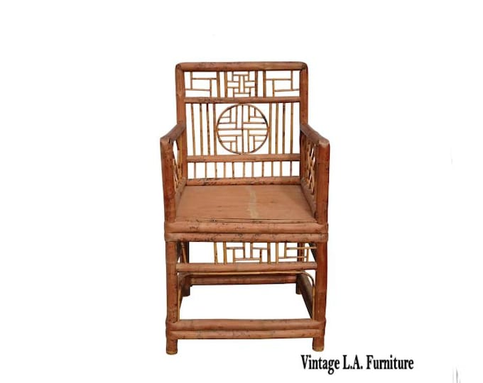 Vintage Coastal Bamboo Brighton Pavilion Style Side Chair Asis