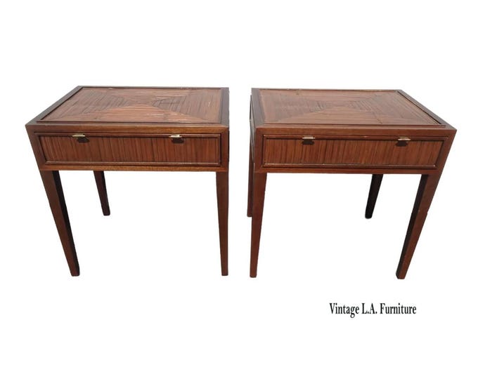 Vintage McGuire Faubourg Collection Brown End Tables ~ Nightstands