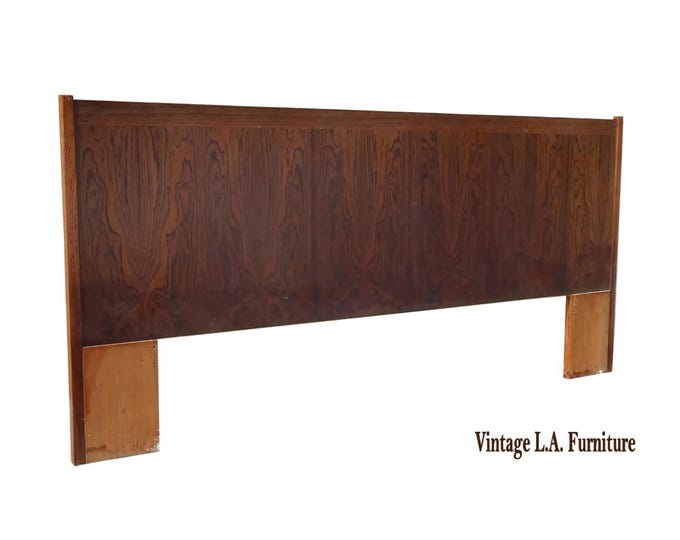 Vintage Dyrlund Mid Century Modern Brown King Headboard Made in Denmark