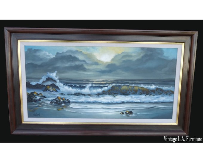 Vintage Oil on Canvas Painting California Seascape Signed Drieband 1968