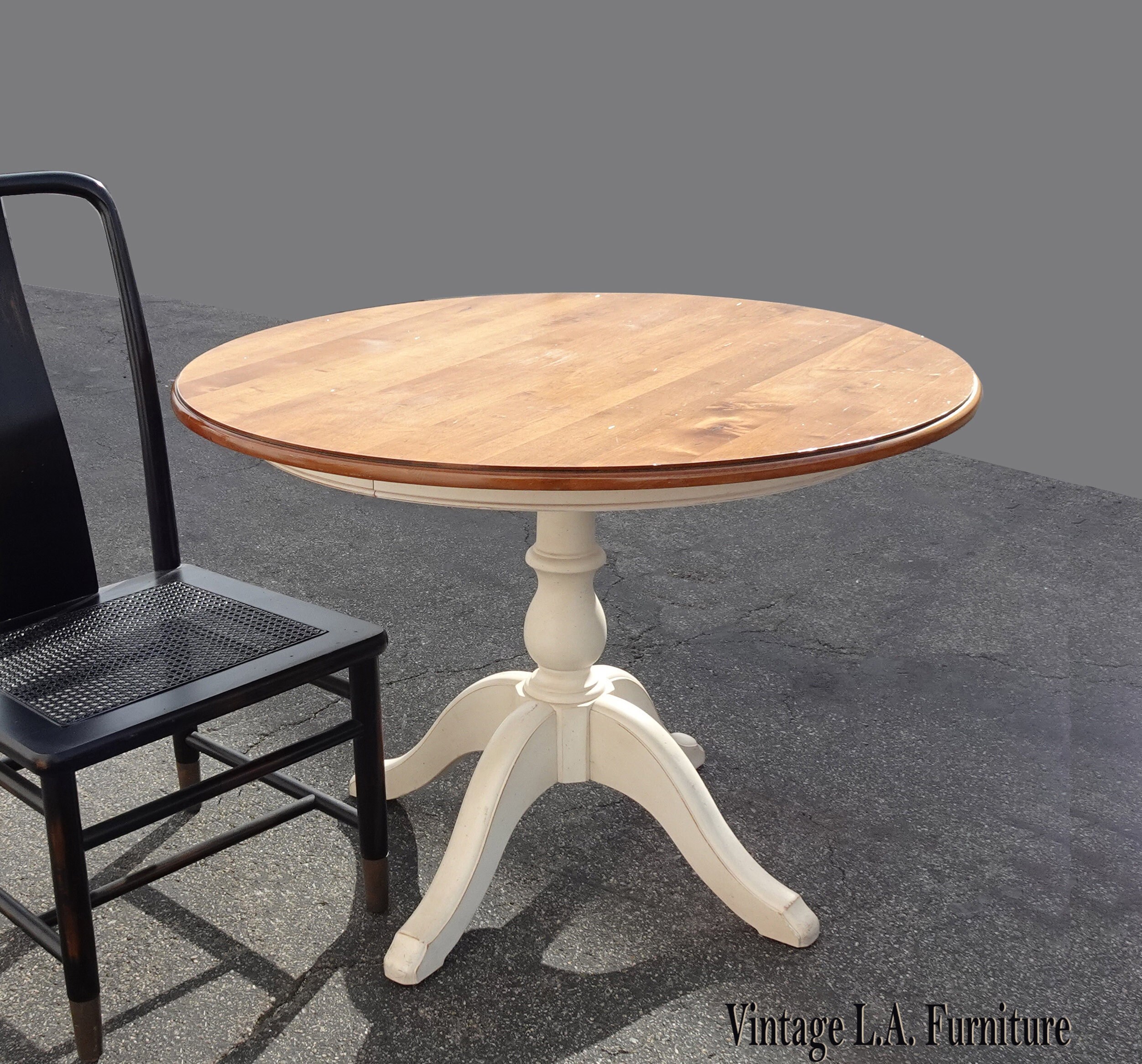 Vintage Ethan Allen French Country Brown Maple Dining Table White