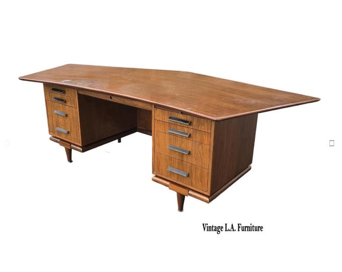 Vintage Mid Century Modern Monteverdi Young Style Angular Executive Desk