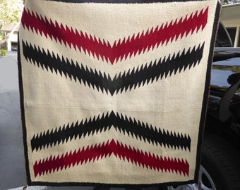 Vintage Southwestern Hand Woven Wool Area Rug Tapestry