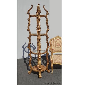 Vintage Gold Rococo Etagere Stand ~ French Provincial Italian Style Display Case
