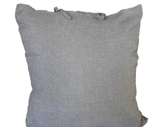 Designer Goose Down Feathers Throw Pillow w Gray Fabric Bow Tie Top