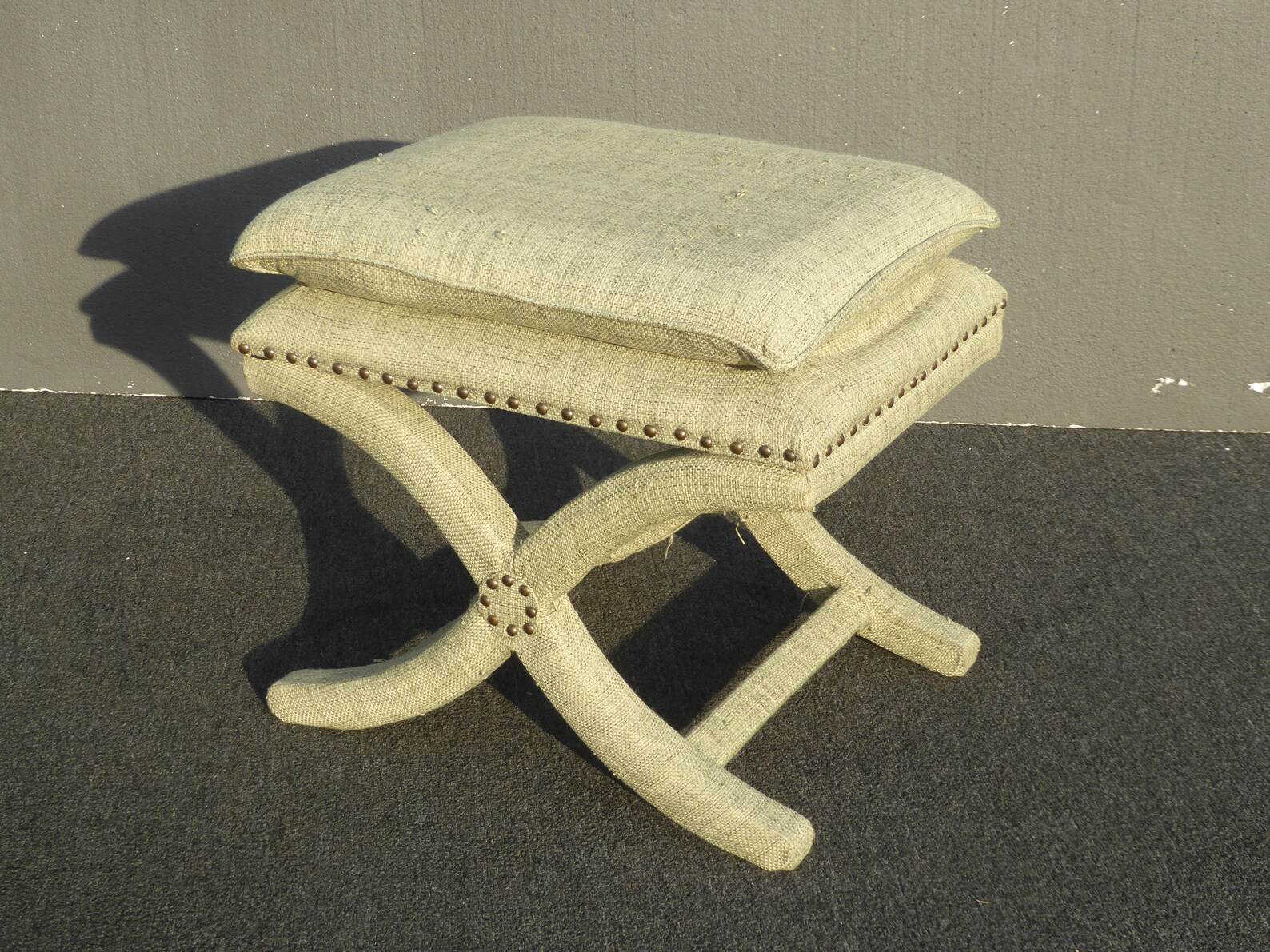 Vintage Sage Green Ottoman Savonarola X Style Bench Asis Etsy