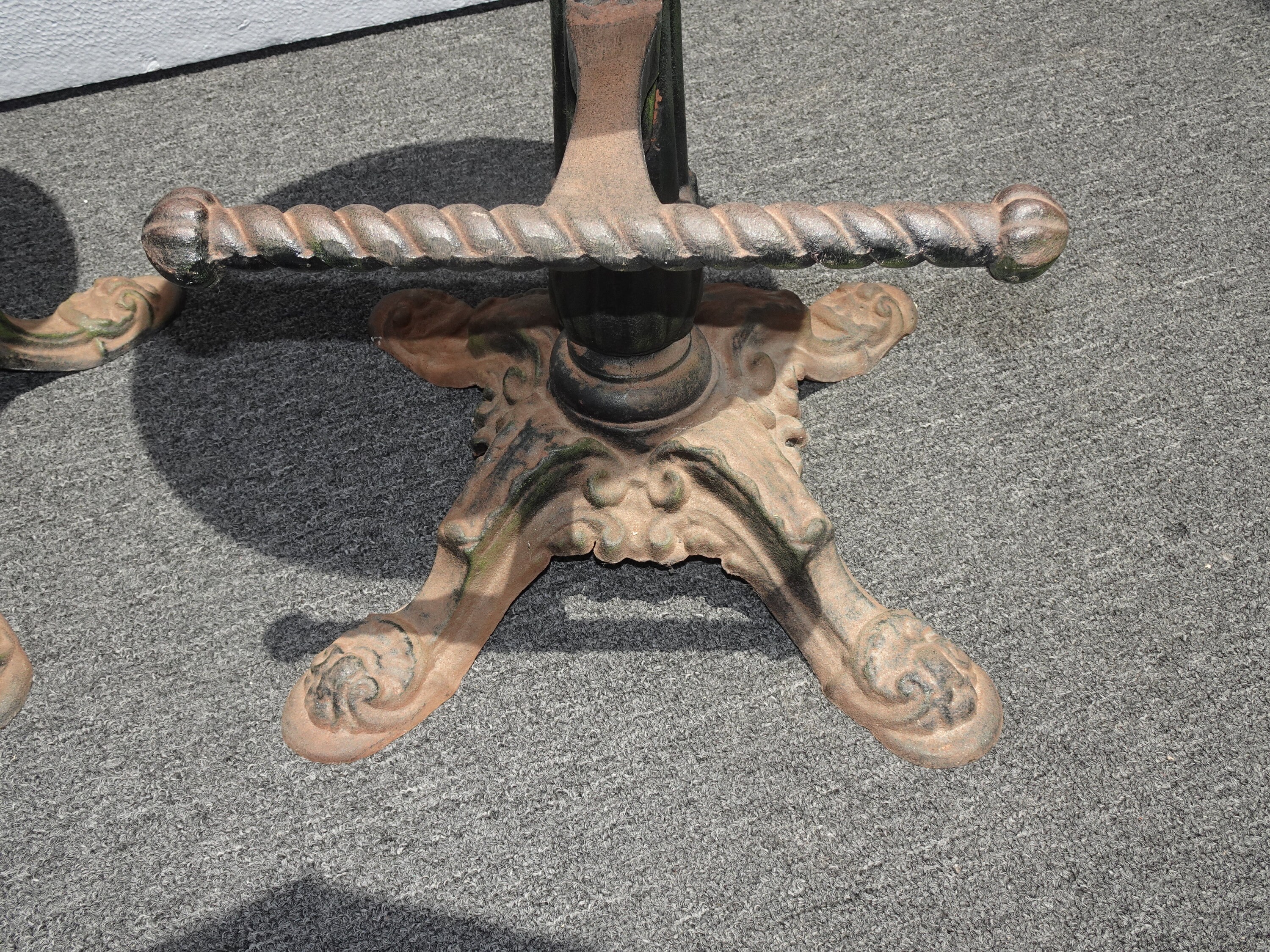 Pair Vintage Spanish Style Wrought & Cast Iron Red Barstools Bar Stools