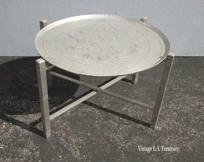 Vintage Wendell August Forge Silver Coffee Table Handmade Forged Floral