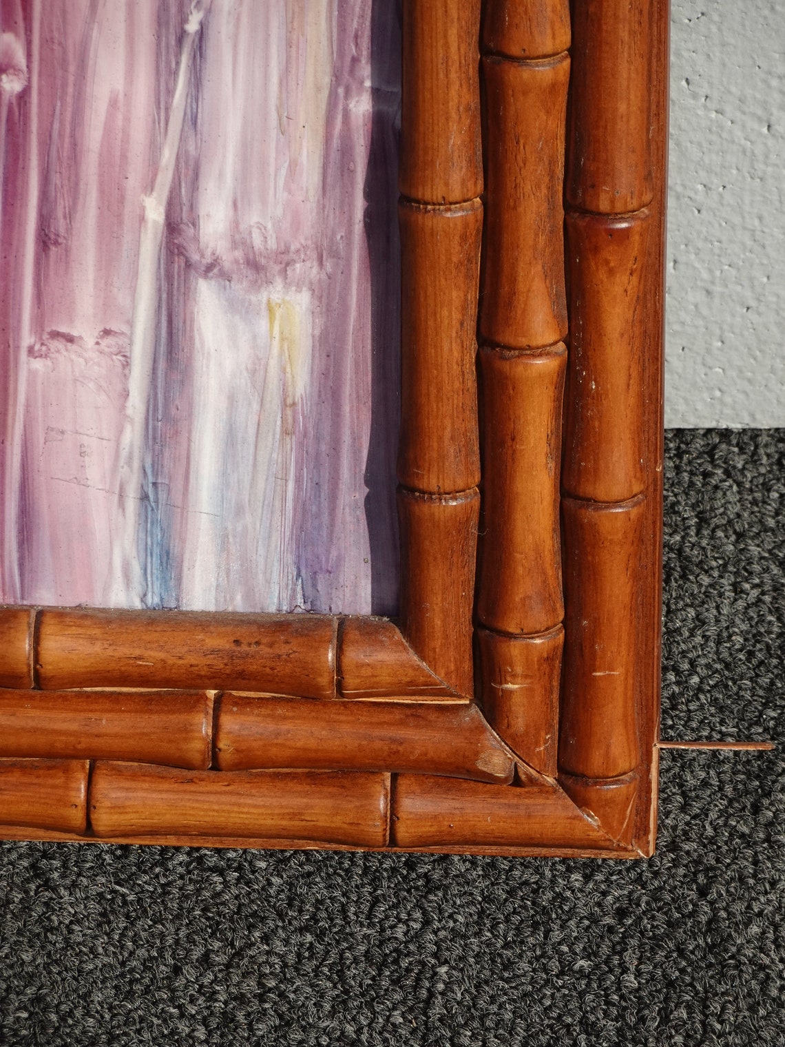 Vintage Bamboo Frame Abstract Watercolor Picture by Susan Wood Etsy