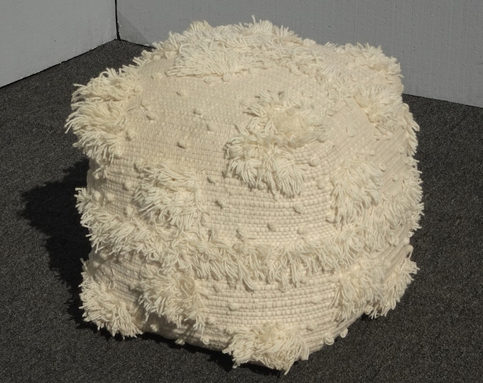 Unique Modern Off White Pouf Ottoman